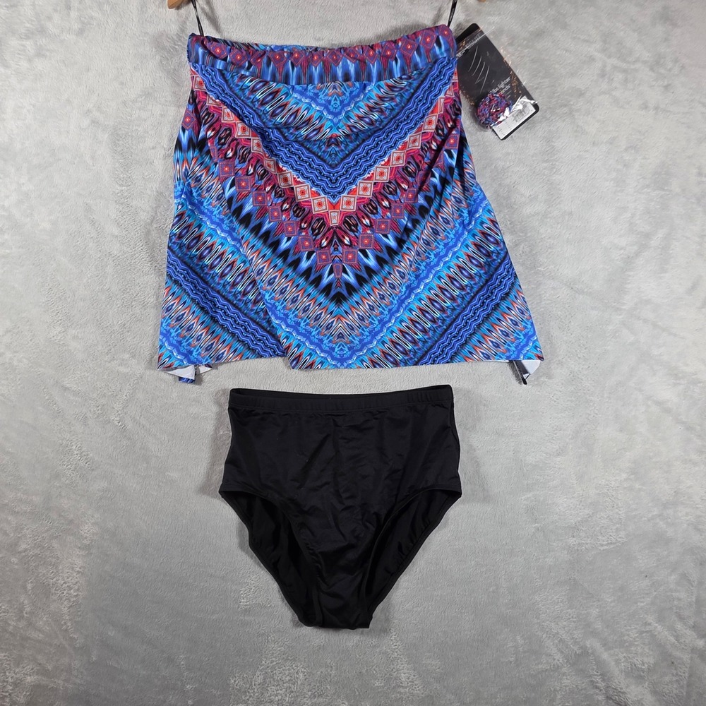 Miraclesuit Women's‎ Bandini Tankini 2 Piece Swimsuit Aztec Geometric Size 8 NWT